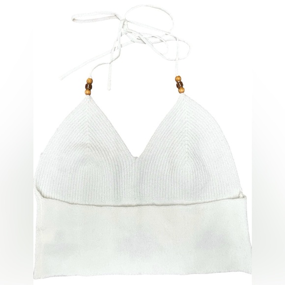 Boho Halter Top With Butterfly/Moth Cottage Festival Indie Retro Embroidered  L - Picture 3 of 5